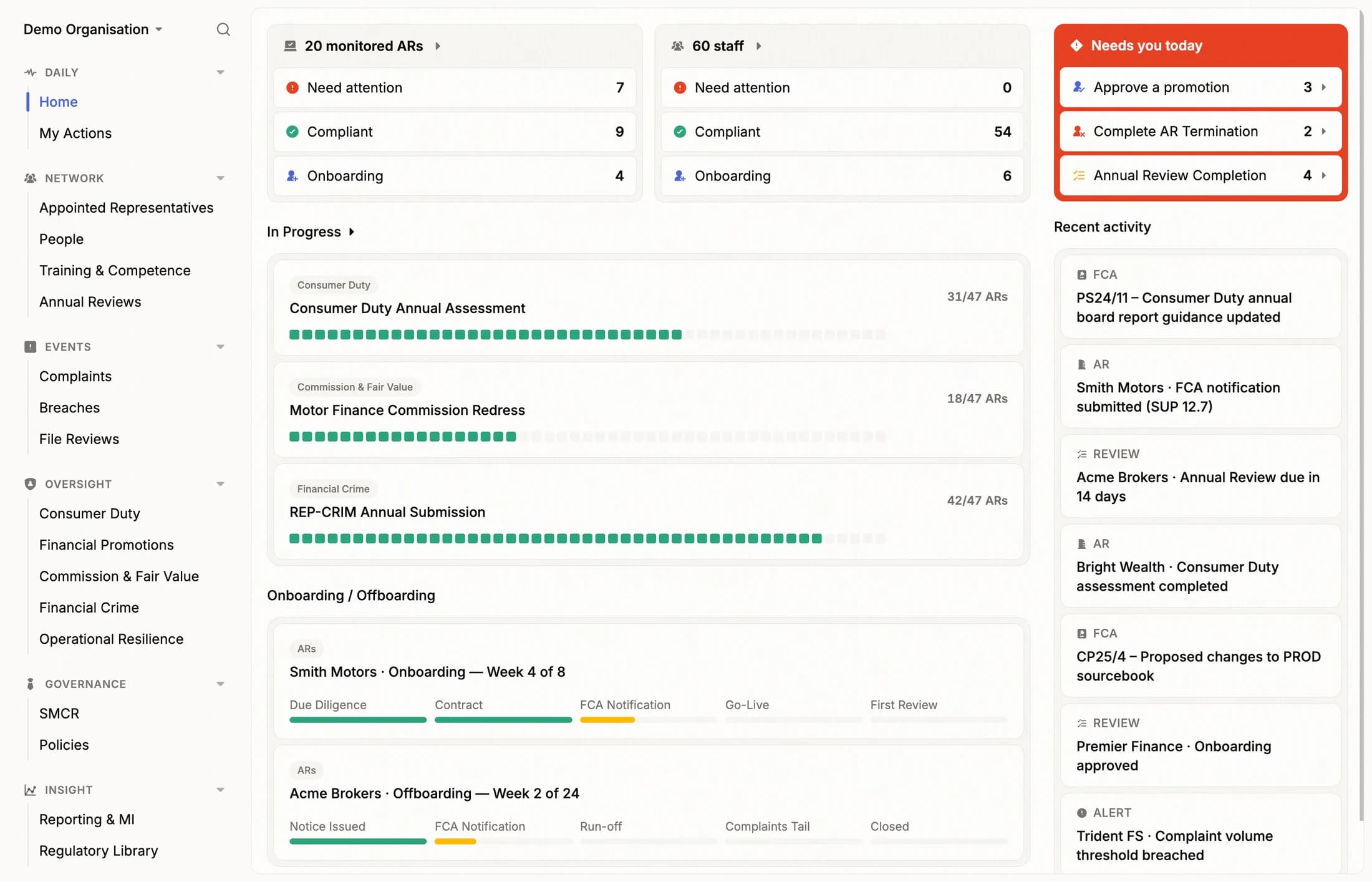 Merrin compliance platform dashboard